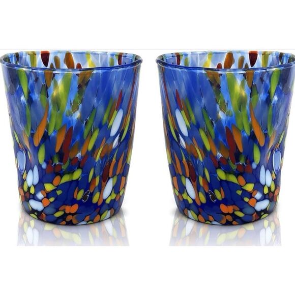 Murano Other - Vintage Murano  Murrine Multicolor Handblown Glass Tumblers ~ Set of 2